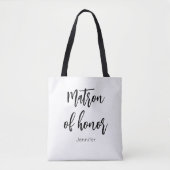 Matron of Honor Black White Wedding Tote Bag (Voorkant)