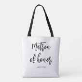 Matron of Honor Black White Wedding Tote Bag (Achterkant)