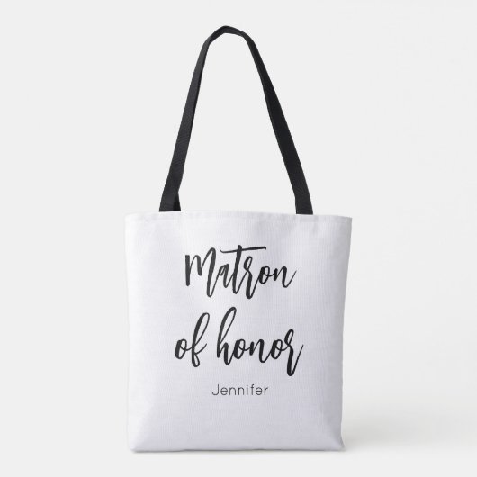 Matron of Honor Black White Wedding Tote Bag (Achterkant)