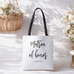 Matron of Honor Black White Wedding Tote Bag<br><div class="desc">Matron of Honor Canvas tas in Black White for Wedding,  Bridal Party,  Vrijgezellenfeest,  Bachelorette Party. Bekijk meer producten met dit ontwerp in het collectie hieronder.</div>