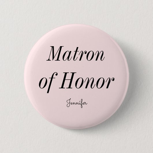 Matron of Honor Blush Pink Wedding Button (Voorkant)