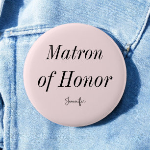Matron of Honor Blush Pink Wedding Button