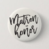 Matron of Honor Brush Script Wedding Bridal Party Ronde Button 5,7 Cm (Voorkant)