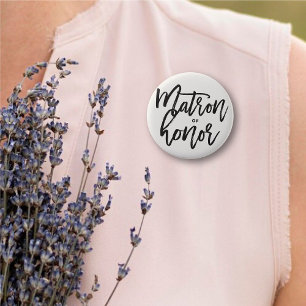 Matron of Honor Brush Script Wedding Bridal Party Ronde Button 5,7 Cm