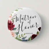 Matron of Honor Burgundy Bouquet Custom Wedding Ronde Button 5,7 Cm (Voorkant)