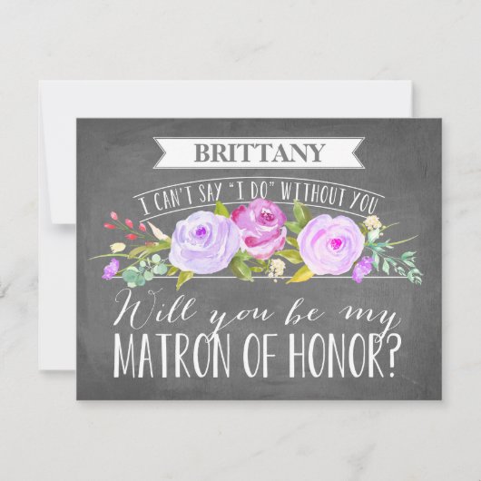 Matron of Honor Card | Bridesmaid Kaart (Voorkant)