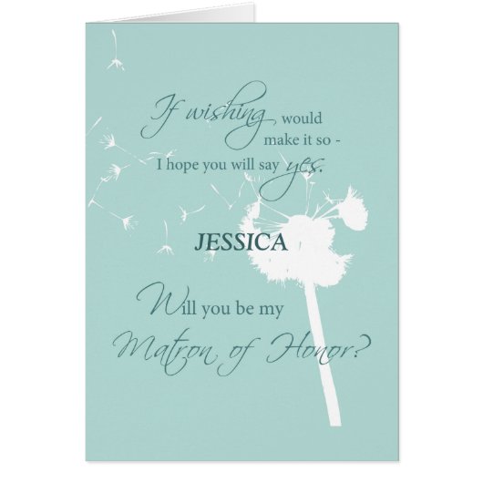 Matron of Honor Custom Name Dandelion Invitation o (Voorkant)
