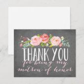 Matron of Honor Dank je wel | bruidsmeisje Bedankkaart (Voorkant / Achterkant)