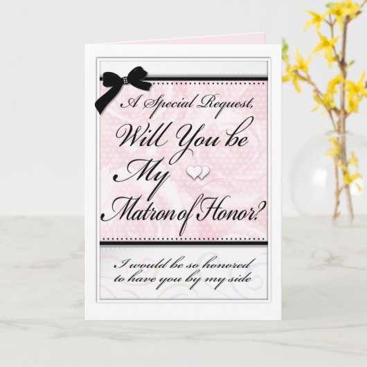 Matron of Honor Formal Bridal Party Rozen Hearts Kaart (Gele Bloem)