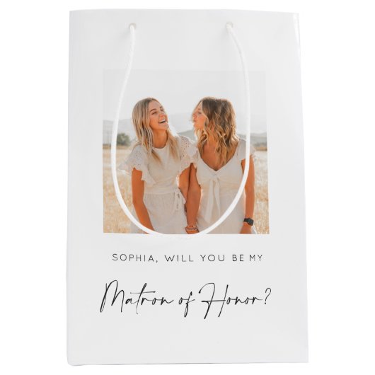 Matron of Honor Gift Bag met foto Medium Cadeauzakje (Voorkant)