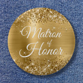 Matron of Honor Glittery Gold Folie Ronde Button 5,7 Cm