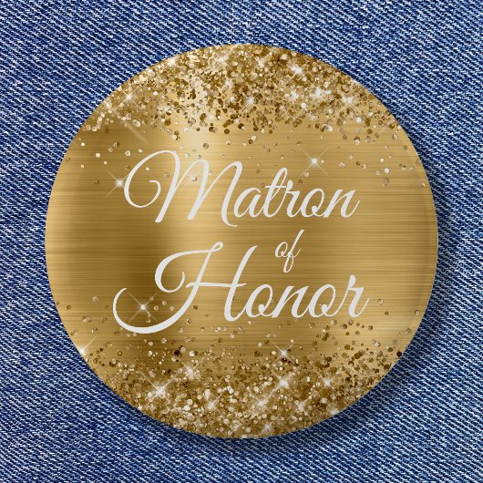Matron of Honor Glittery Gold Folie Ronde Button 5,7 Cm