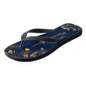 Matron of Honor Gold Foliage Pattern Blue Teenslippers (Schuin)