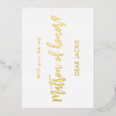 Matron of Honor Gold White-voorstel Folie Uitnodiging (Voorkant)