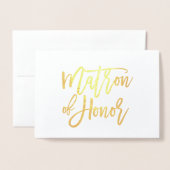 Matron of Honor Hand Lettering Gold Foil Kaart (Voorkant met envelop)