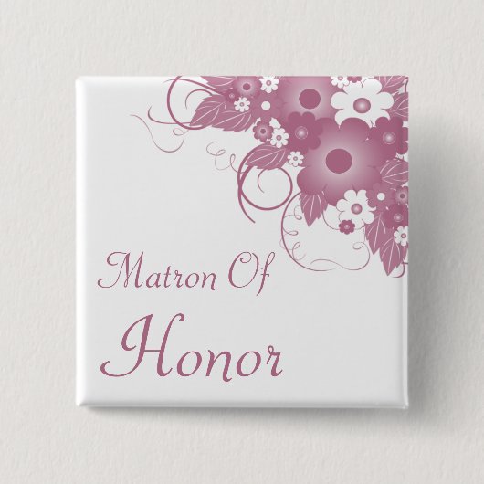 Matron of Honor Mauve Bouquet Button (Voorkant)