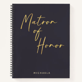 Matron of Honor Minimalist Gold Navy Personalized Notitieboek