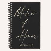 Matron of Honor Minimalist Personalized Black Notitieboek (Voorkant)