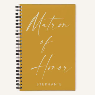 Matron of Honor Minimalist Yellow Personalized No. Notitieboek