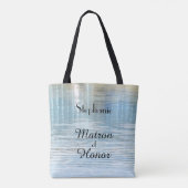 Matron of Honor, Name, Abstract Water Blue Tote Bag (Achterkant)