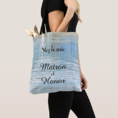 Matron of Honor, Name, Abstract Water Blue Tote Bag (Dichtbij)