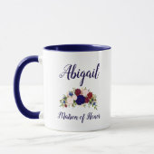 Matron of Honor Navy Blue Marsala Floral Wedding Mok (Links)