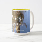 Matron of Honor Palm Trees Personalized Mugs Tweekleurige Koffiemok (Voorkant rechts)