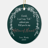 Matron of Honor Persoonlijk Voorstel Boho Laurel Keramisch Ornament (Links)
