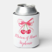 Matron of Honor Pink Bow Coquette Wedding Blikjeskoeler (Blikje Voorkant)