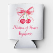 Matron of Honor Pink Bow Coquette Wedding Blikjeskoeler (Voorkant)