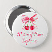 Matron of Honor Pink Bow Coquette Wedding Ronde Button 4,0 Cm (Voorkant /achterkant)