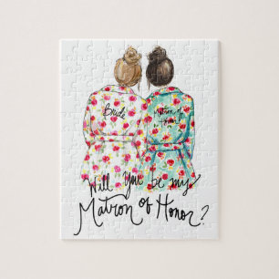 Matron of Honor? Puzzle Dk Bl Bun Bride Dk Br Bun Legpuzzel
