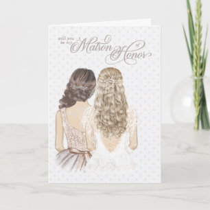 Matron of Honor Request Formal Taupe and White Kaart