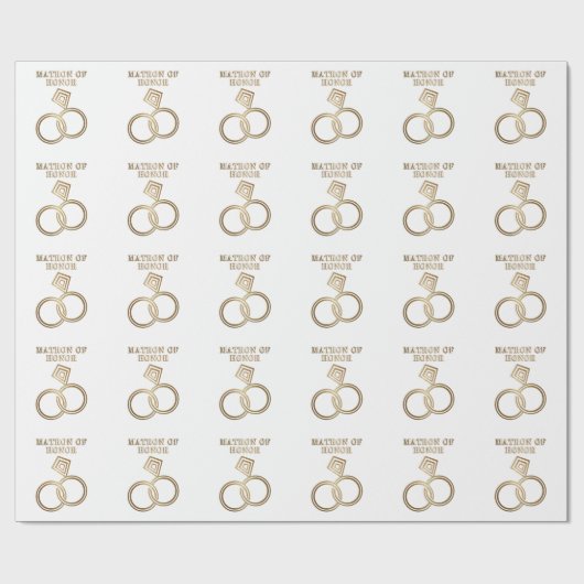 Matron of Honor Romantische gouden ringen bruiloft Cadeaupapier (Vlak)