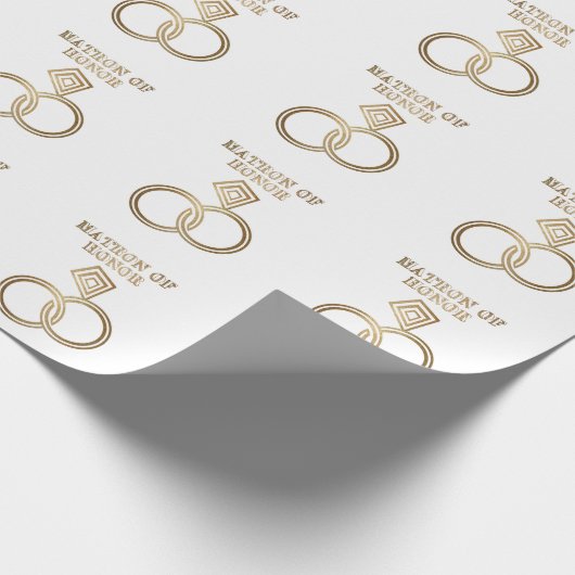 Matron of Honor Romantische gouden ringen bruiloft Cadeaupapier (Hoek)