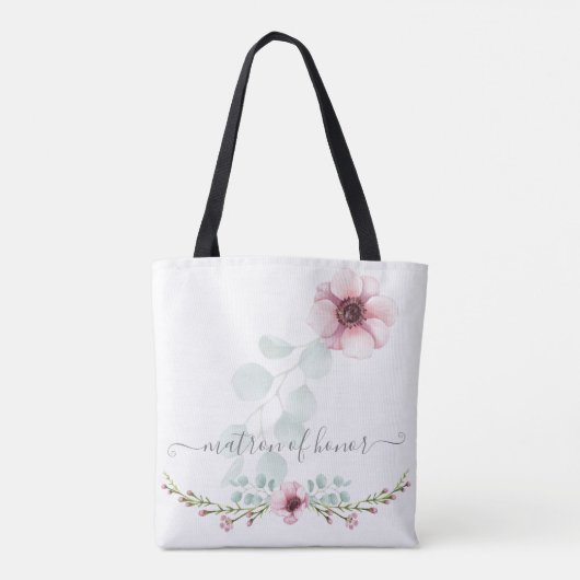 Matron of Honor Roze Anemoon Bloemen Tote Bag (Achterkant)