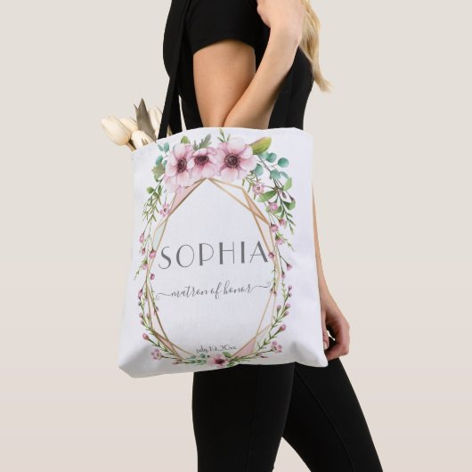 Matron of Honor  Roze Anemoon Bloemen Tote Bag (Dichtbij)
