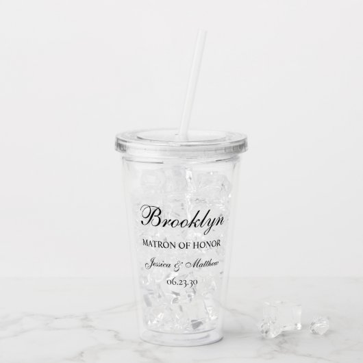 Matron of Honor Script Gepersonaliseerd Acryl Drinkbeker (Achterkant ijs)