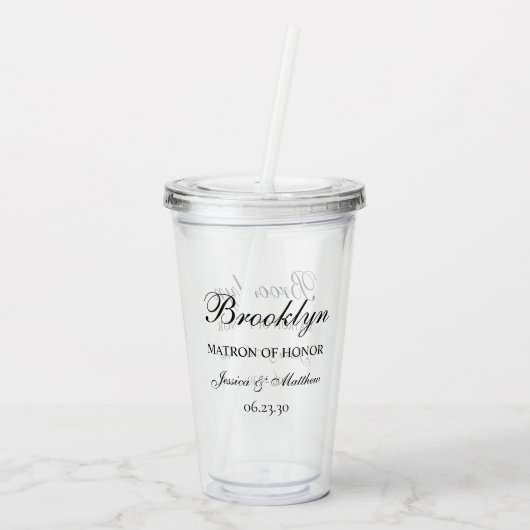 Matron of Honor Script Gepersonaliseerd Acryl Drinkbeker (Achterkant)