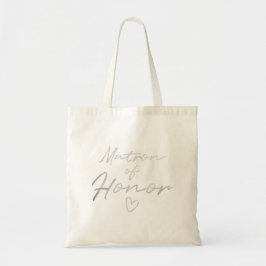 Matron of Honor - Silver faux foil canvas tas