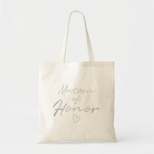 Matron of Honor - Silver faux foil canvas tas