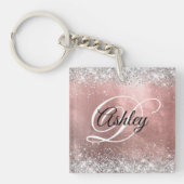 Matron of Honor Silver Glitter Roos Gold Foil Sleutelhanger (Voorkant)