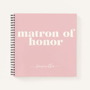 Matron of Honor Simple Modern Name Blush Pink Notitieboek