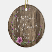 Matron of Honor Specialized Rustic Floral Wreath Keramisch Ornament (Links)