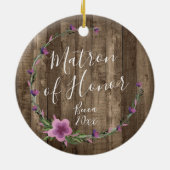 Matron of Honor Specialized Rustic Floral Wreath Keramisch Ornament (Achterkant)