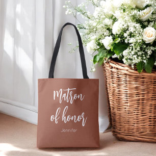 Matron of Honor Terracotta Brown Wedding Tote Bag
