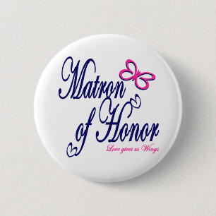 Matron of Honor / Vlinder Ronde Button 5,7 Cm