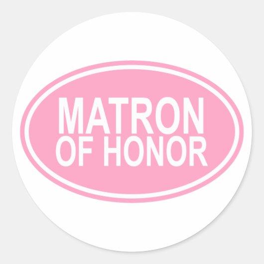 Matron of Honor Wedding Oval Pink Ronde Sticker (Voorkant)