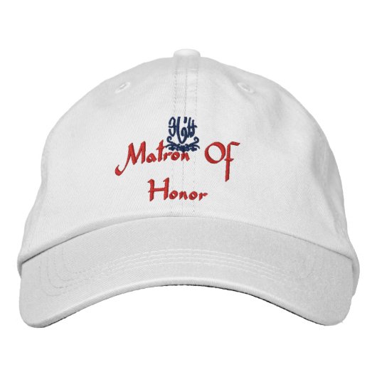 Matron of Honor Wedding White Geborduurde Pet (Voorkant)