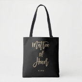 Matron of Honor | Zwarte en goudbridale partij Tote Bag (Voorkant)